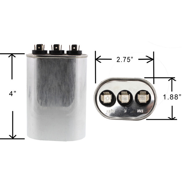 40/5 uf MFD Oval 370 / 440 Volt Capacitor Fits Lennox Armstrong Ducane 39H8201