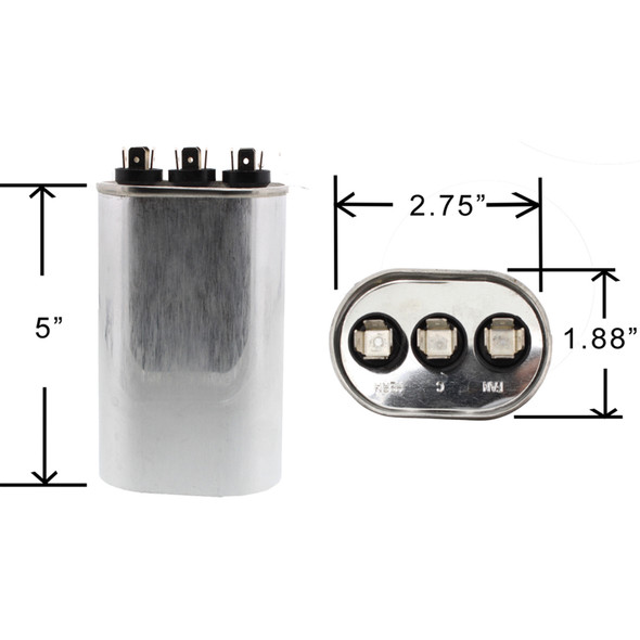 45/5 uf MFD Oval 370 / 440 Volt Capacitor Fits GE Genteq Z97F9693 97F9693