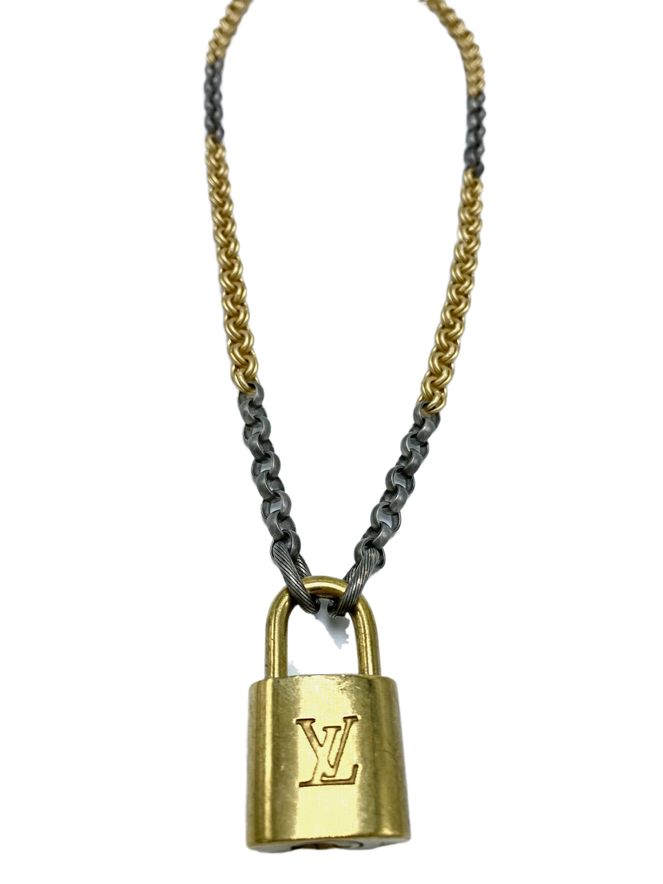 Silver and Gold Necklace with Vintage Lock Spinelli