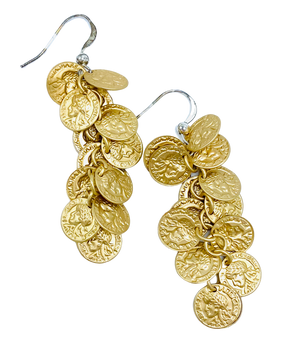 Gold or Silver Coin Dangle Earrings