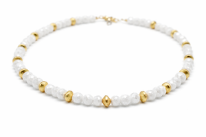 Moonstone and Gold Disc Short Necklace