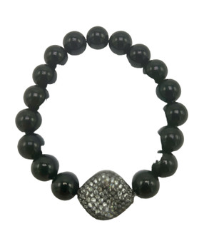 Black Onyx and CZ Nugget Stretch Bracelet