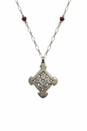 Sterling and Garnet Chain with Ethiopian Antique Pendant
