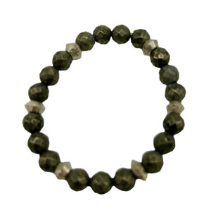 Pyrite and African Wedding Rings Stretch Bracelet