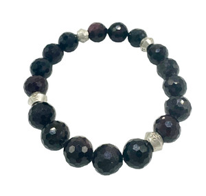 Garnet and Silver African Wedding Rings Stretch Bracelet