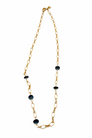 Gold Filled Chain with Hand Wired London Blue Gemstones
