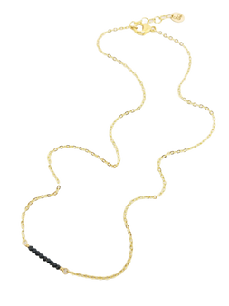 Short Gold or Silver Necklace with Black Spinels