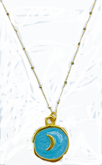 Turquoise Enamel Moon Drop Necklace