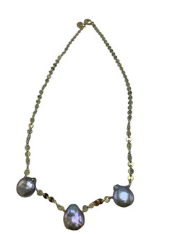 Short Gold Disc Chain with Gold Coin Pearls