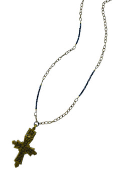 Pyrite and Brass Chain with Tibetan Cross Necklace