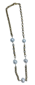Short Gold Chain with Freshwater Pearls