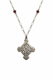 Sterling and Garnet Chain with Ethiopian Antique Pendant