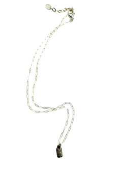 Diamond Tag on Sterling Paper Clip Chain