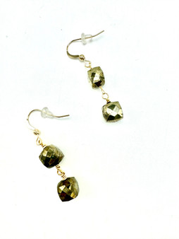 Gold Pyrite Cube Earrings