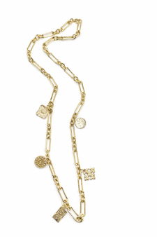 Gold Chain Necklace with Charms