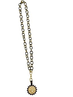 Vermeil and Oxidyzed Sterling Chain with Bee Pendent