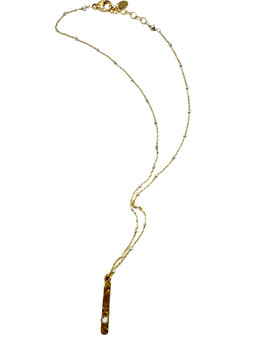 Gold Filled Chain with Sterling Cubes and Brass and CZ Pendant