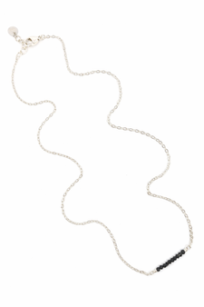 Delicate Silver Chain with Black Spinel Necklace