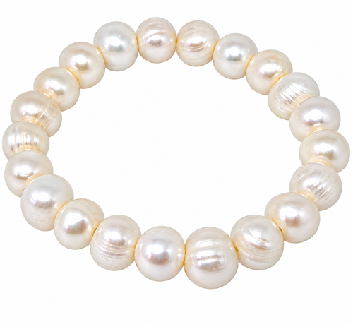 White Freshwater Pearl Stretch Bracelet
