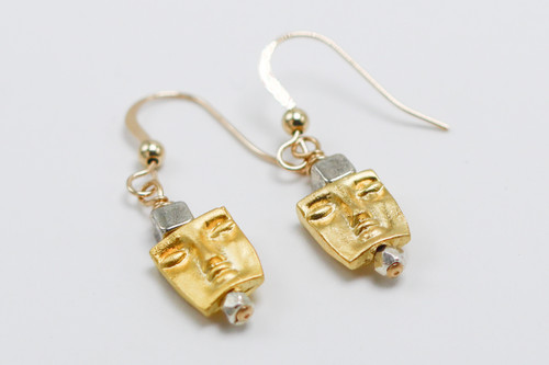 Gold and Silver Face Earrings