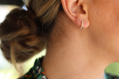 Small Vermeil or Sterling Pearl Hoops