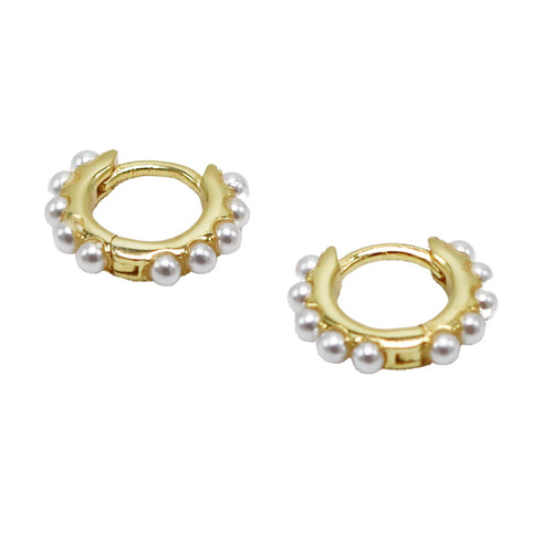 Small Vermeil or Sterling Pearl Hoops