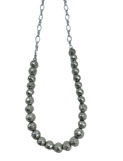 Sterling Chain and Silver Pyrite Short Necklace