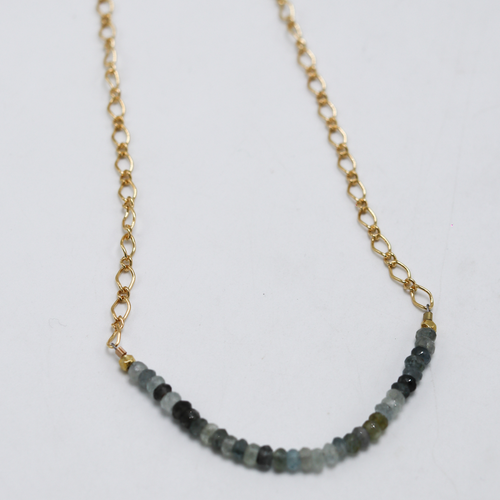 Gold filled Chain and Aquamarine Short Necklace