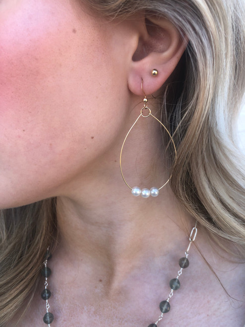 Gold Filled or Sterling Silver Signature Earrings with Freshwater Pearls