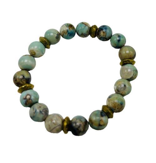 Porcelean Agate And African Wedding Rings Stretch Bracelet