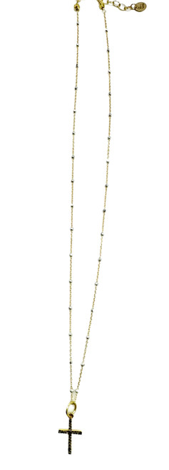 Silver and Gold Chain with Diamond Cross