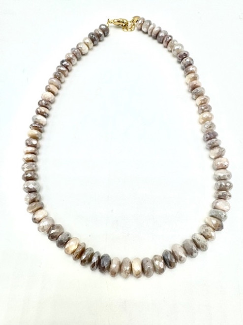 Moonstone and Gold Chain with Hand Wired Moonstone and French Pendant
