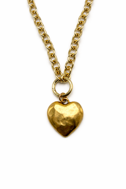 Chunky Gold Chain with Heart Charm