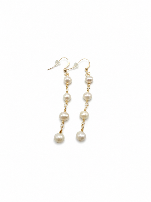 White Freshwater Pearl Cascade Earrings