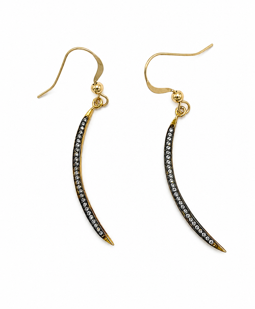 CZ Gold Crescent Shaped Earrings