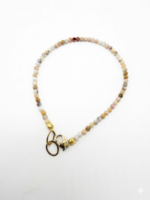 3mm Pink Opal Gold Bracelet