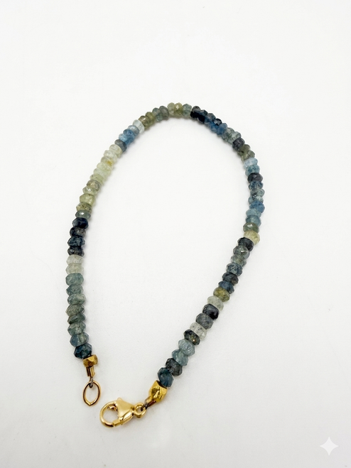Moss Agate and Gold Bracelet