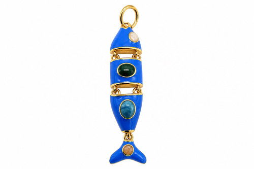 Blue Enamel Jeweled Charm