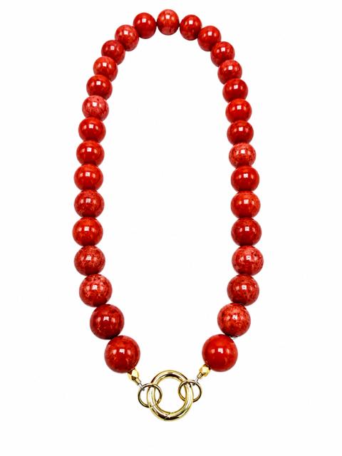 Orange Jade Beaded Necklace