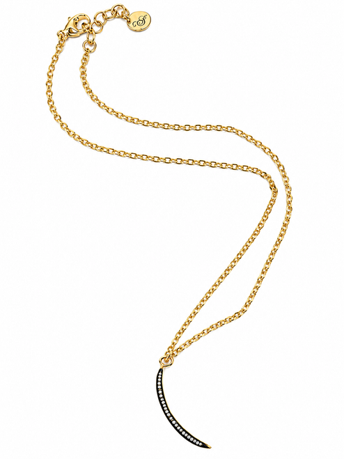 Gold Filled Chain with Crescent Shaped CZ Pendant