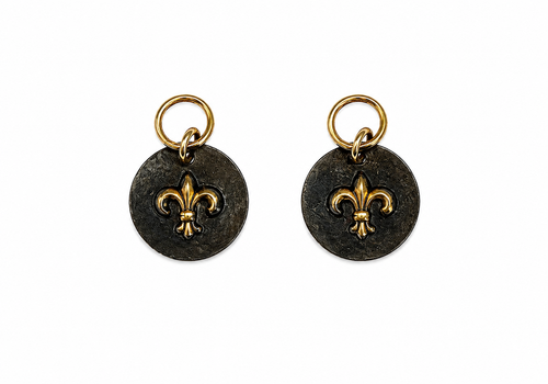 Small Black and Gold Fleur de Lis Charms