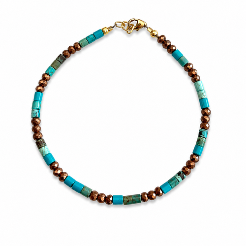 Turquoise and Bronze Hematite Bracelet