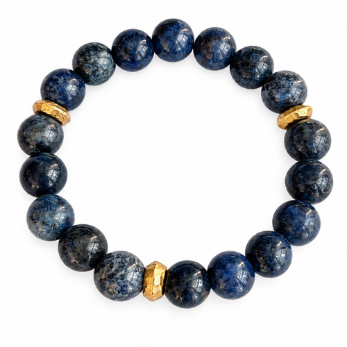 Dumortierite and Gold Flake Bracelet