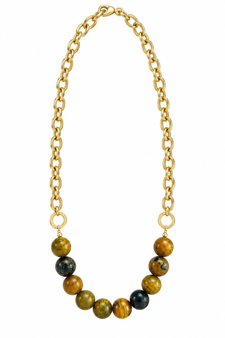 Gold Chain with Ocean Jasper Necklace