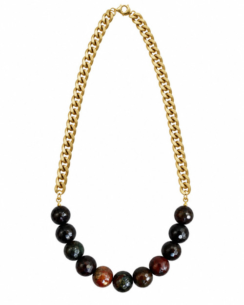 Natural Agate on Gold Chain