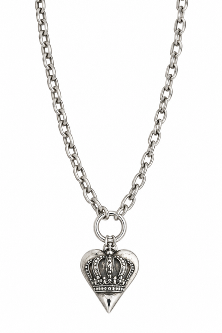Silver Chain with Heart/Crown Pendant