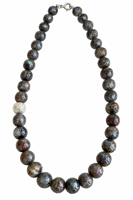 Yooperlite and Silver Bead Necklace