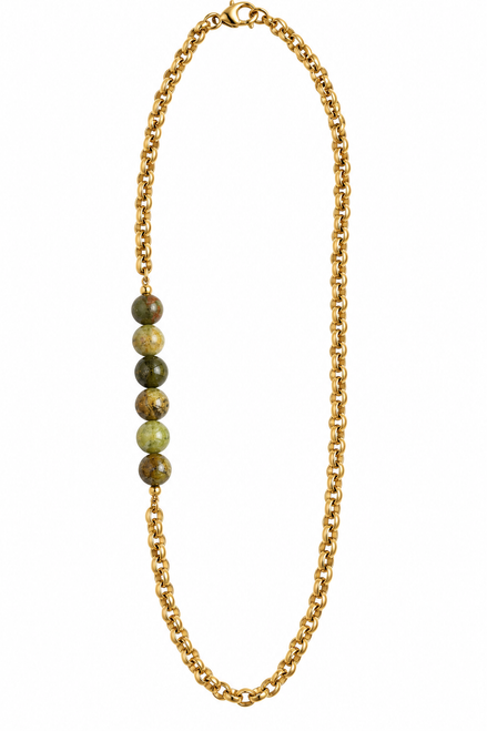 Gold Chain and Green Garnet
