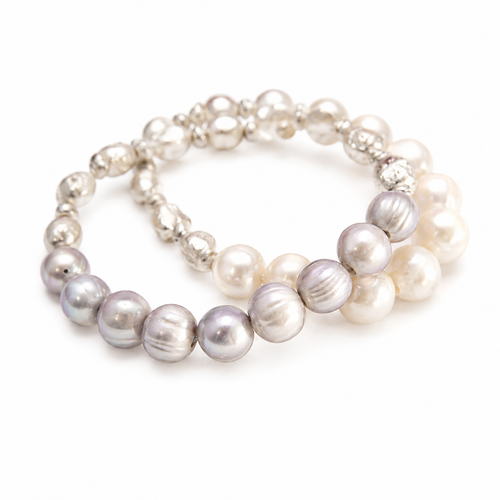 Prayer Bead and Pearl Stretch Bracelet