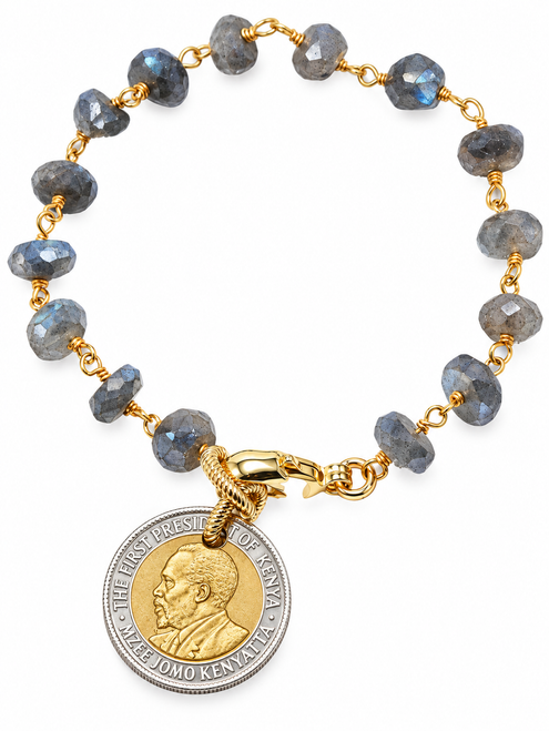 Charm Bracelet with Pyrite Chain and Vintage Coin